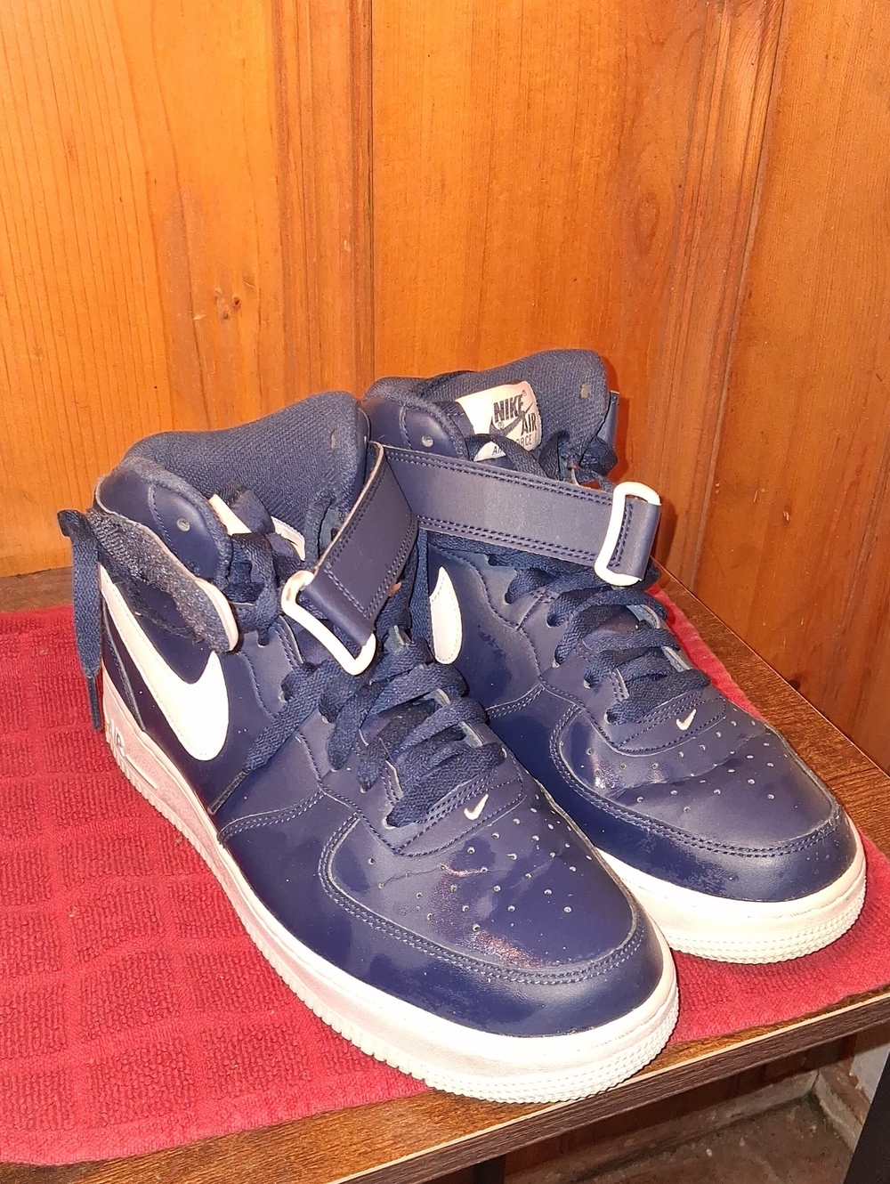 Nike Kids Navy High-Top Sneakers with White Swoosh